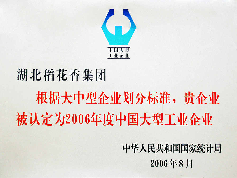 2006年8月，稻花香集團(tuán)被國家統(tǒng)計局認(rèn)定為”中國大型工業(yè)企業(yè)“